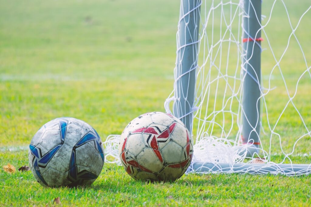 Balls on the football ground