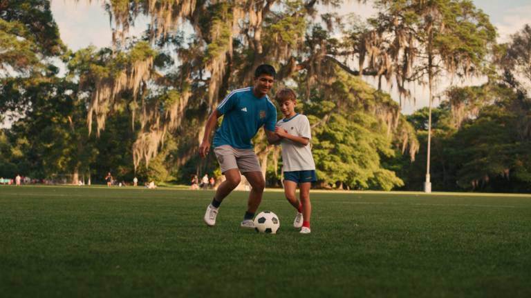 Private soccer training session with a young player on a Charleston, SC field