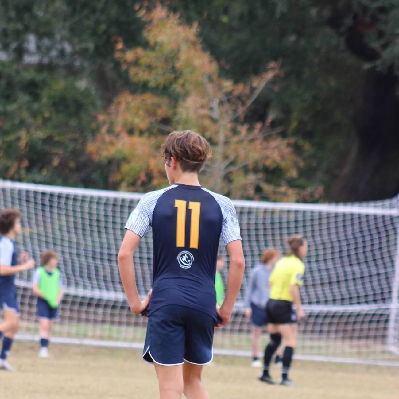 Olly in his number 11 kit on the pitch before a match